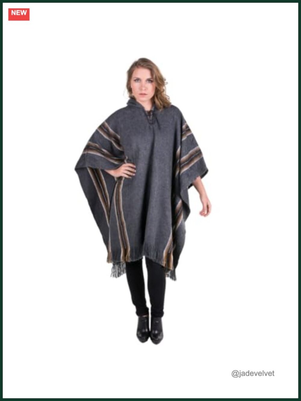 Genuine Alpaca Poncho Knitted Wrap Cape